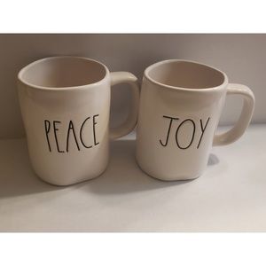 2 pc Christmas Rae Dunn Set " Peace and Joy"